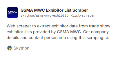 GSMA MWC Exhibitor List Scraper