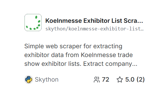 Koelnmesse Exhibitor List Scraper