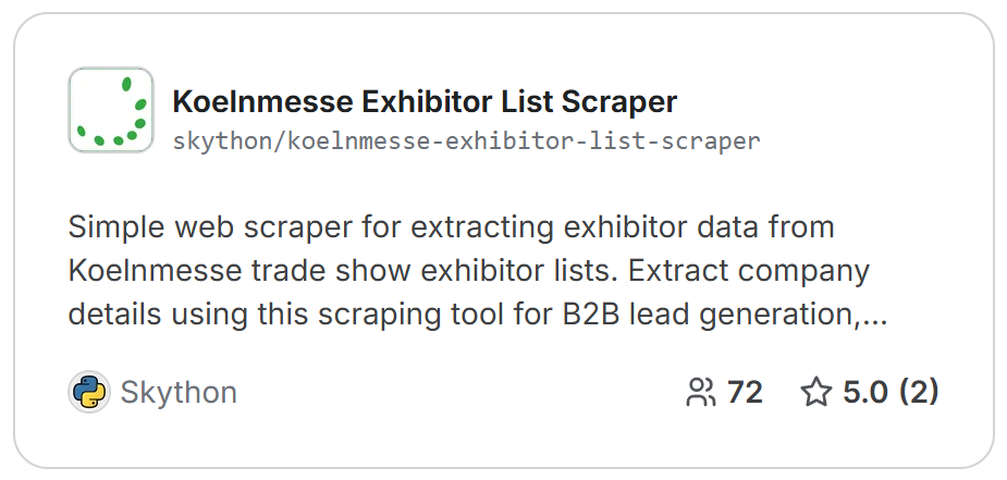 Koelnmesse Exhibitor List Scraper