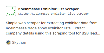 Koelnmesse Exhibitor List Scraper