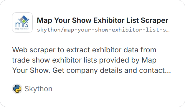 Map Your Show Exhibitor List Scraper