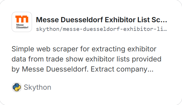 Messe Duesseldorf Exhibitor List Scraper