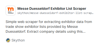 Messe Duesseldorf Exhibitor List Scraper