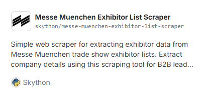 Messe Muenchen Exhibitor List Scraper