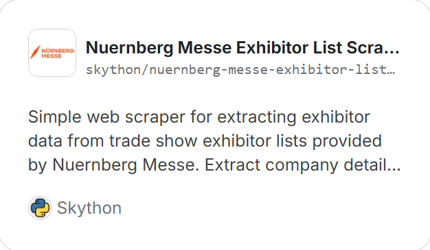 Nuernberg Messe Exhibitor List Scraper