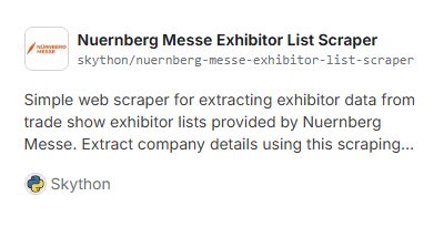 Nuernberg Messe Exhibitor List Scraper