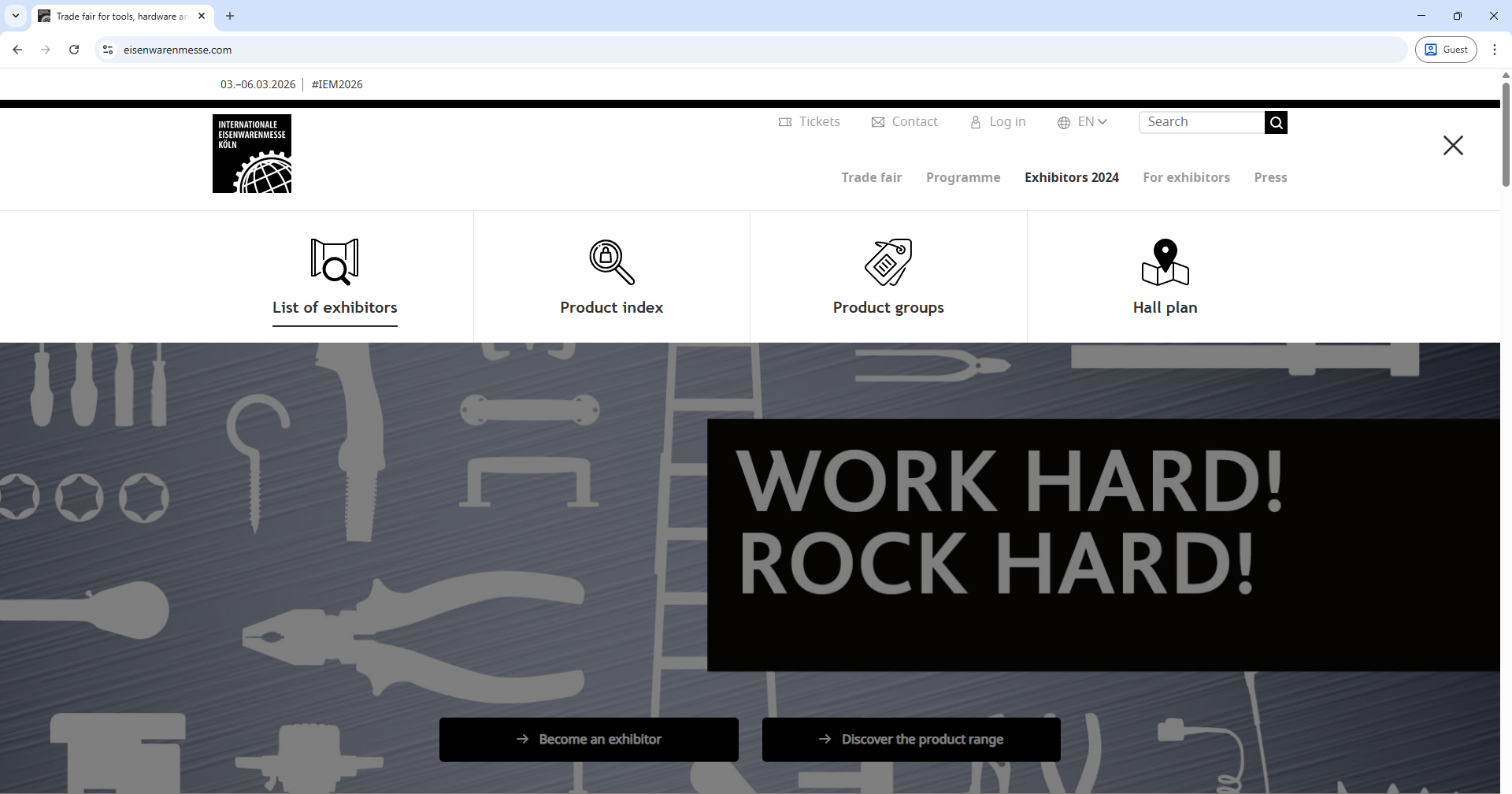 Koelnmesse Eisenwarenmesse Home Page Screenshot