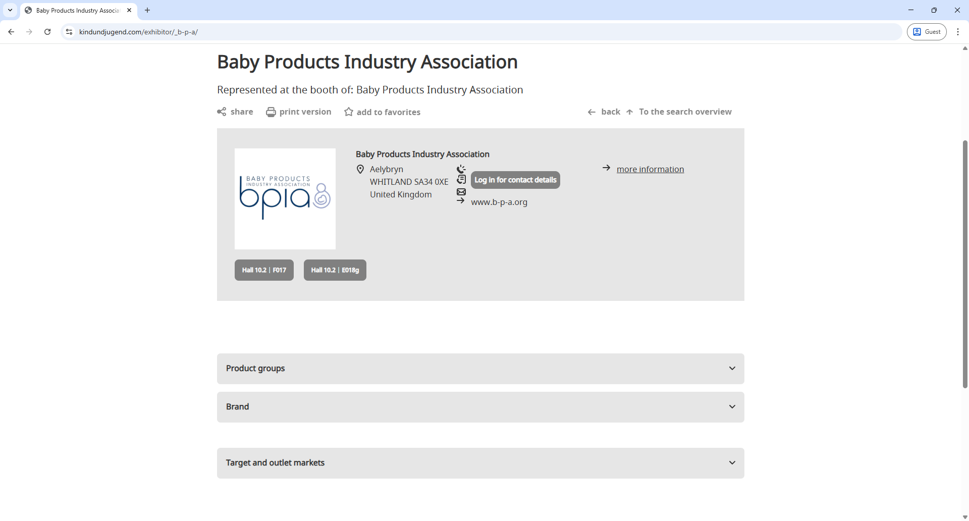 Koelnmesse Kindundjugend Exhibitor Detail Page Screenshot