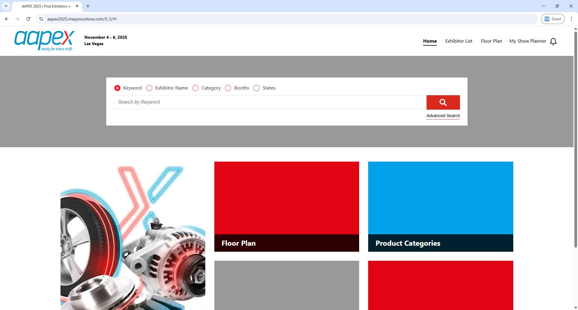 Map Your Show AAPEX Home Page Screenshot