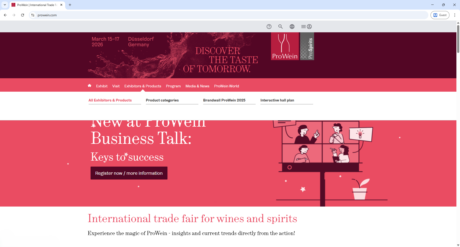 Messe Duesseldorf ProWein Home Page Screenshot