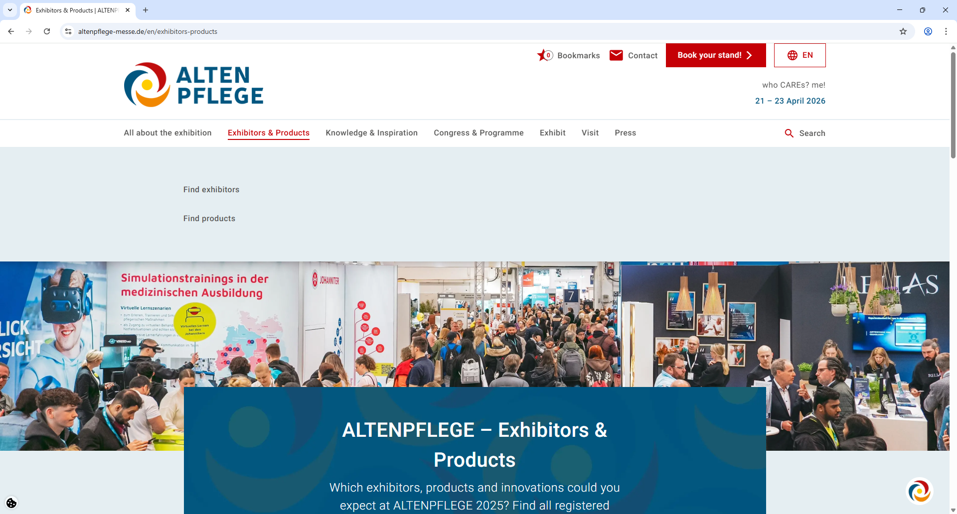 Nuernberg Messe Alten Pflege Home Page Screenshot