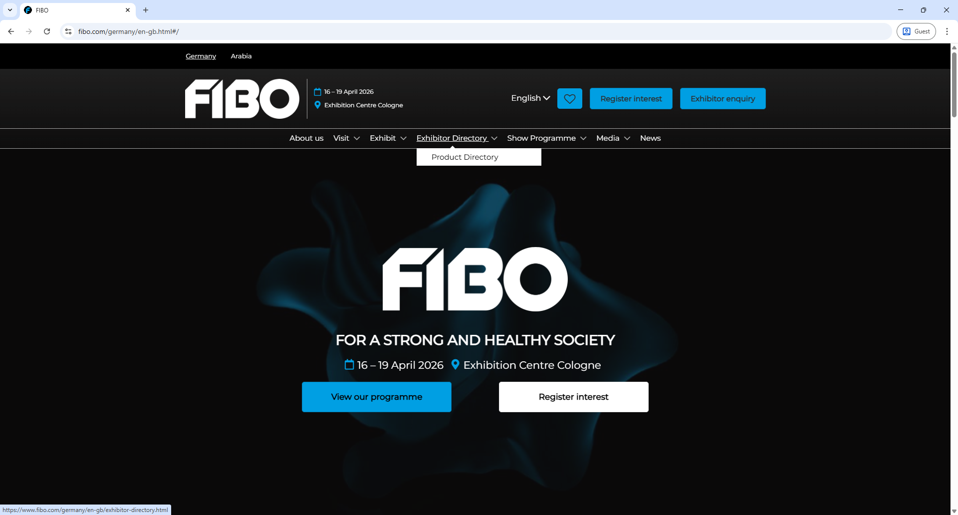 Reed Expo FIBO Home Page Screenshot