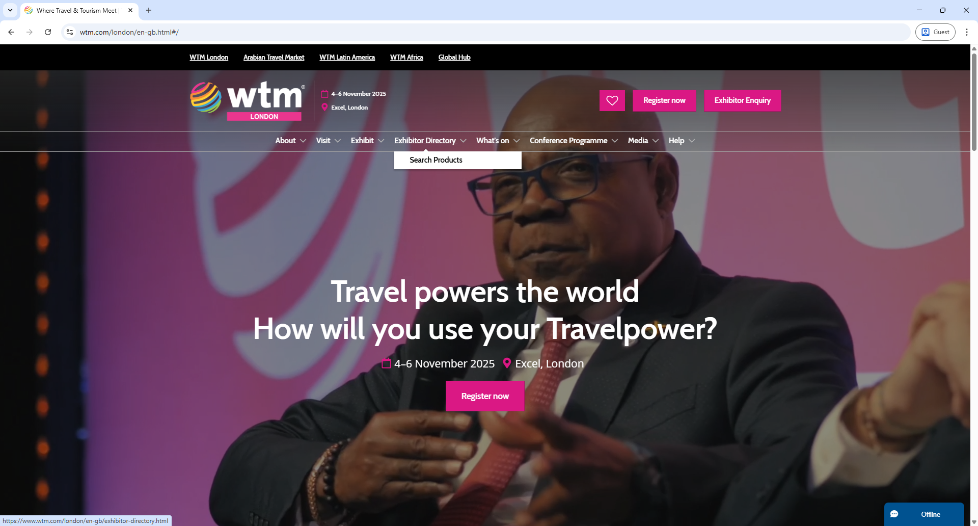 Reed Expo wtm London Home Page Screenshot