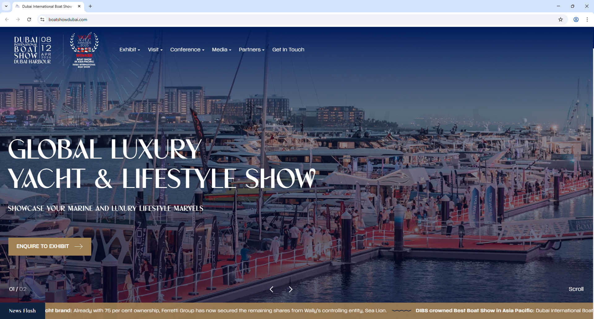 Xporience V2 Dubai International Boat Show Home Page Screenshot