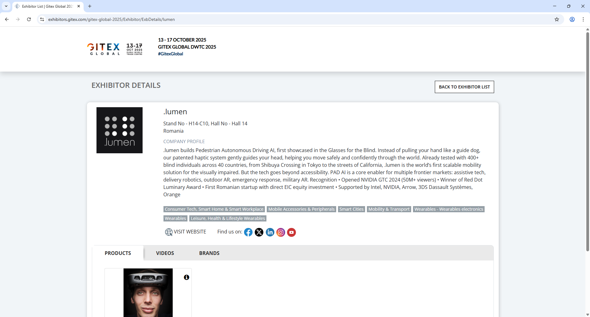 Xporience V2 Gitex Global Exhibitor Detail Page Screenshot