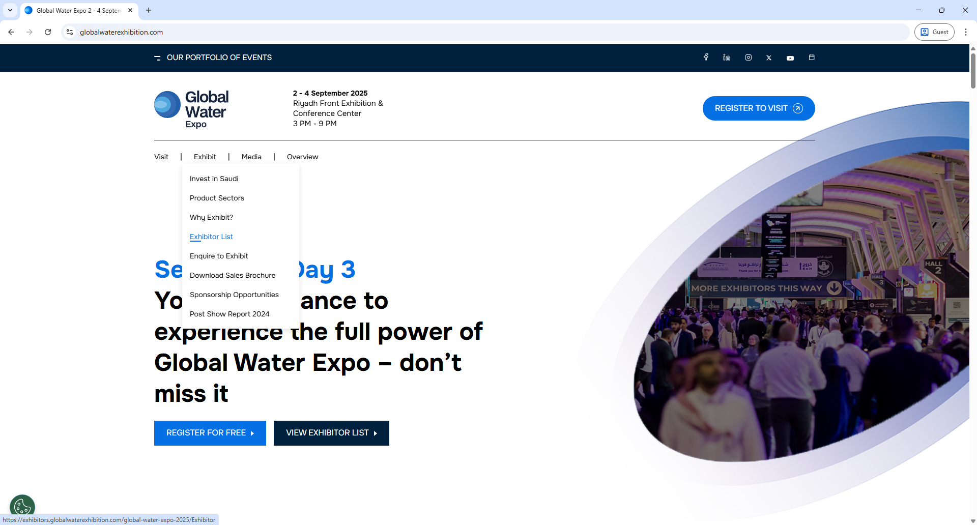 Xporience Global Water Expo Home Page Screenshot